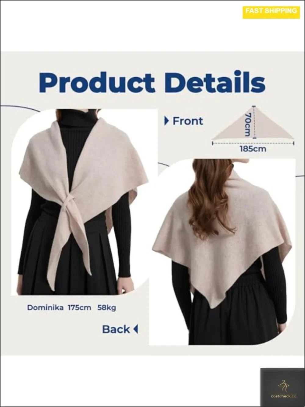 100% Merino Wool Pashmina Shawl Wrap Women Winter Scarf